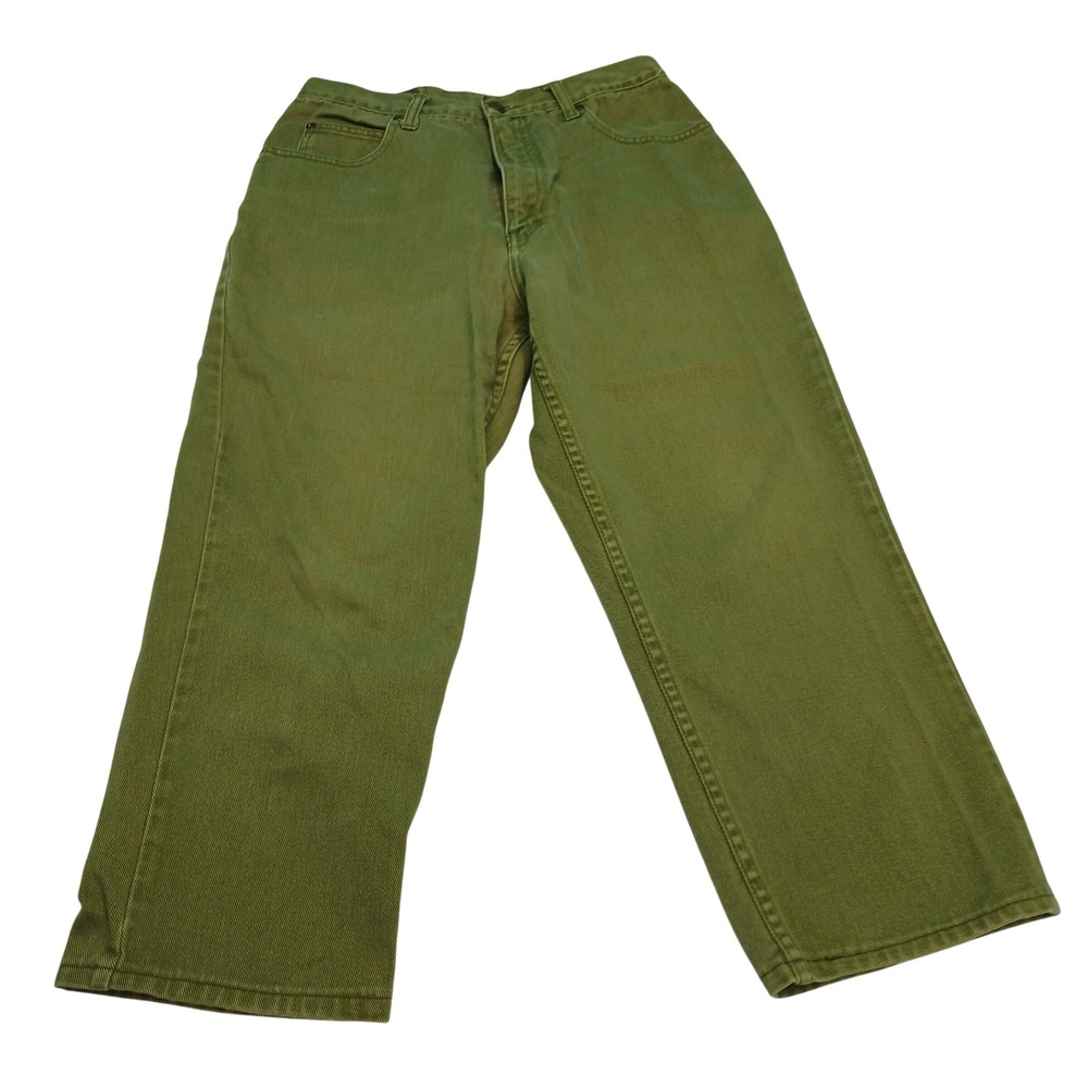 Eddie Bauer Vintage Straight Leg Pants 12 Green High Rise Jeans Gorpcore 90s